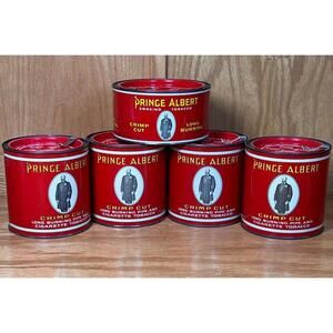 Vintage Prince Albert Crimp Cut Long Burning Smoking Tobacco Tins - Lot of 5
